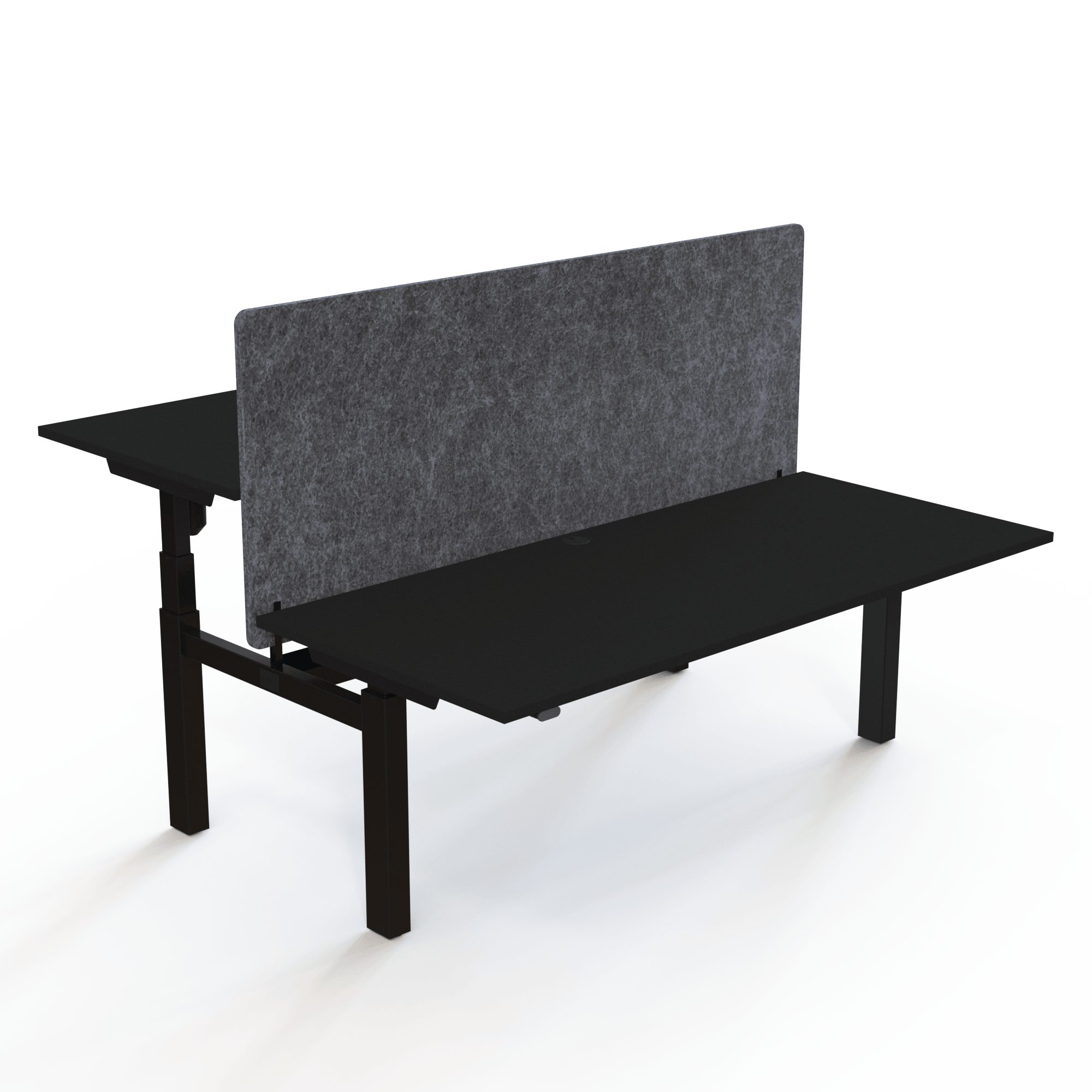 Schreibtisch steh/sitz | 180x80 cm | Schwarz mit schwarzem Gestell