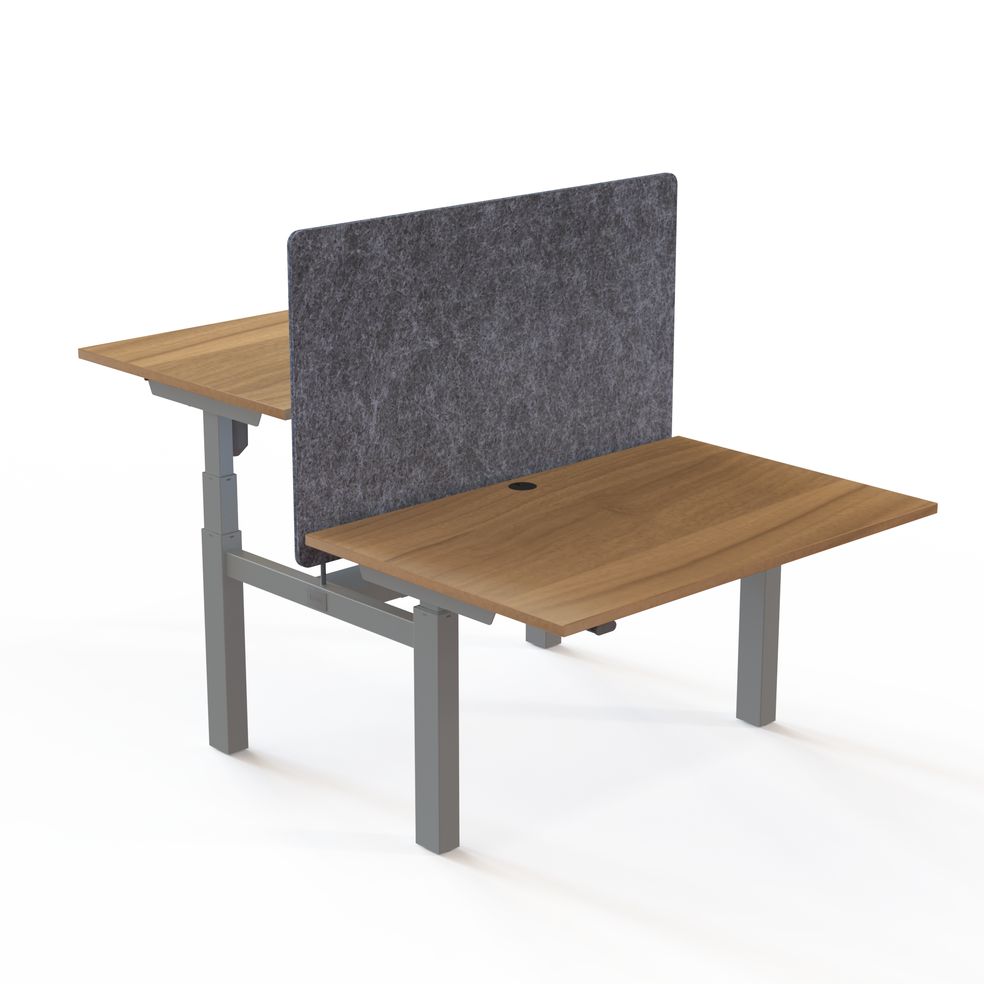 Schreibtisch steh/sitz | 120x80 cm | Nussbaum mit silbernem Gestell