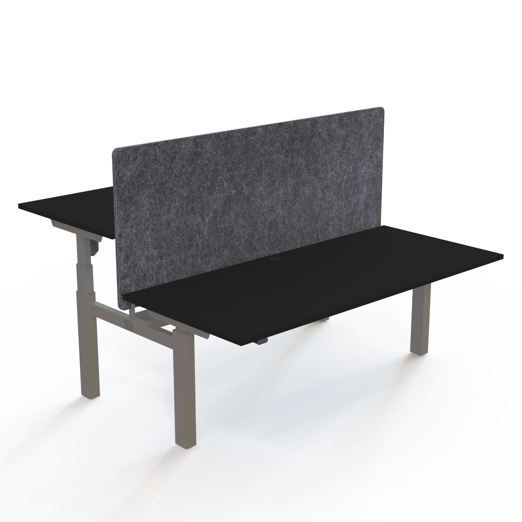 Schreibtisch steh/sitz | 180x80 cm | Schwarz mit silbernem Gestell