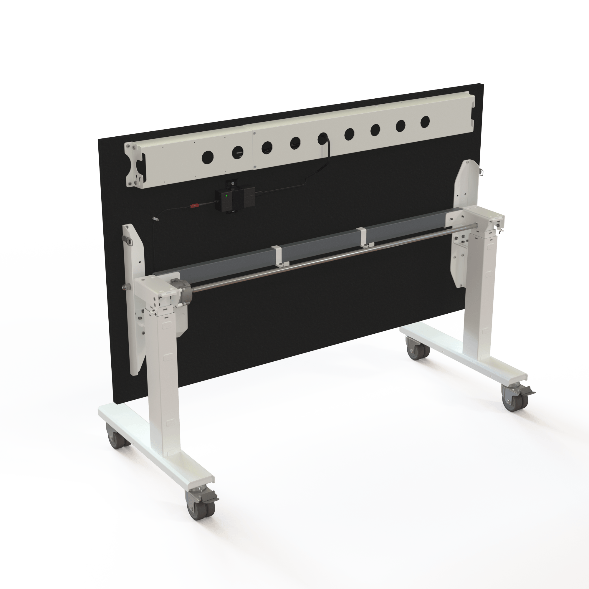 Schreibtisch steh/sitz | 140x80 cm | Schwarz mit weißem Gestell