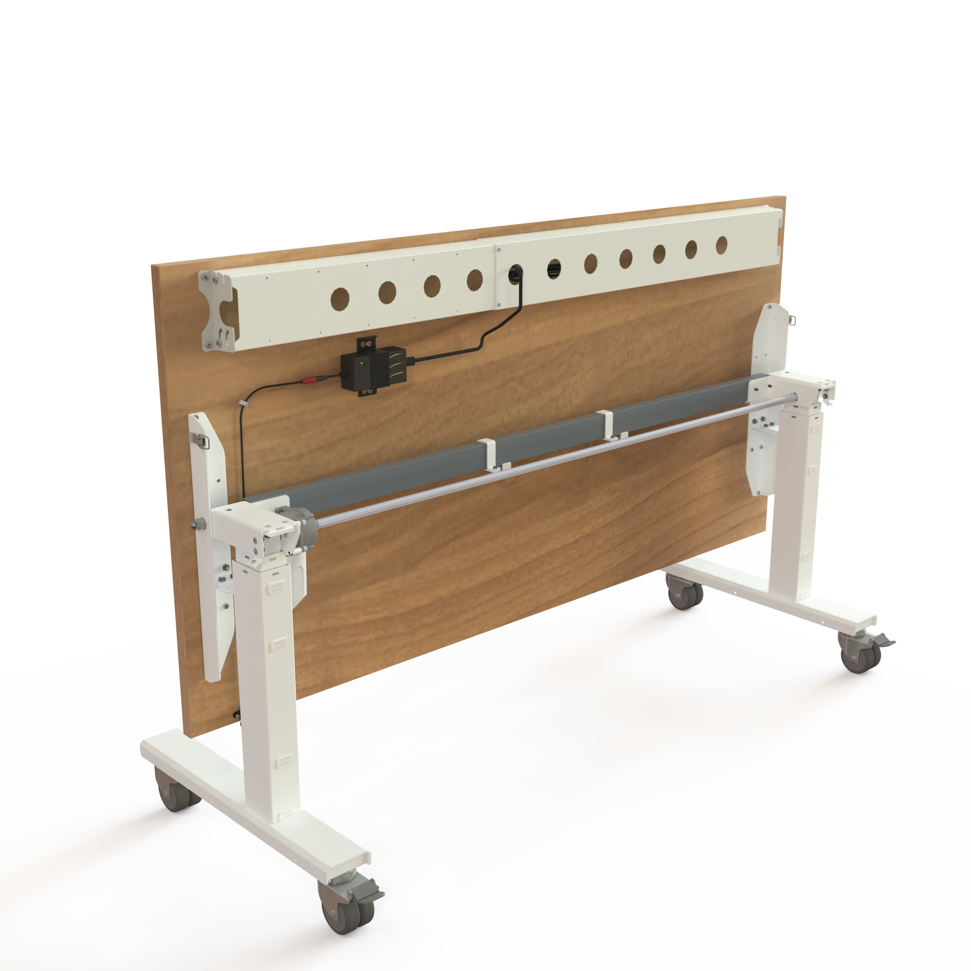 Hæve-/sænkebord | 160x80 cm | Valnød med hvidt stel