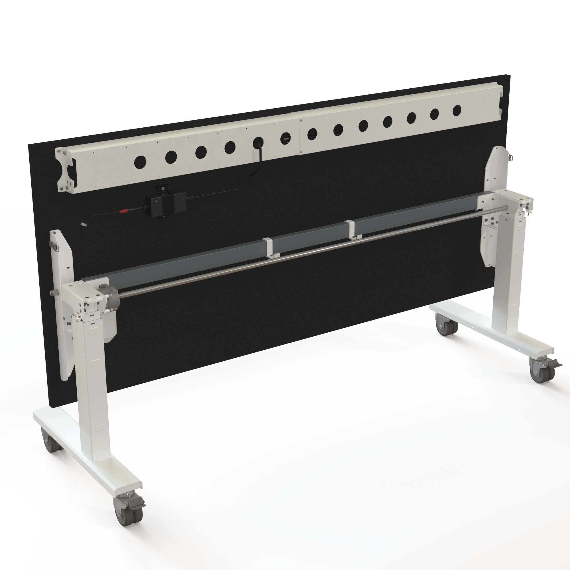 Schreibtisch steh/sitz | 180x80 cm | Schwarz mit weißem Gestell
