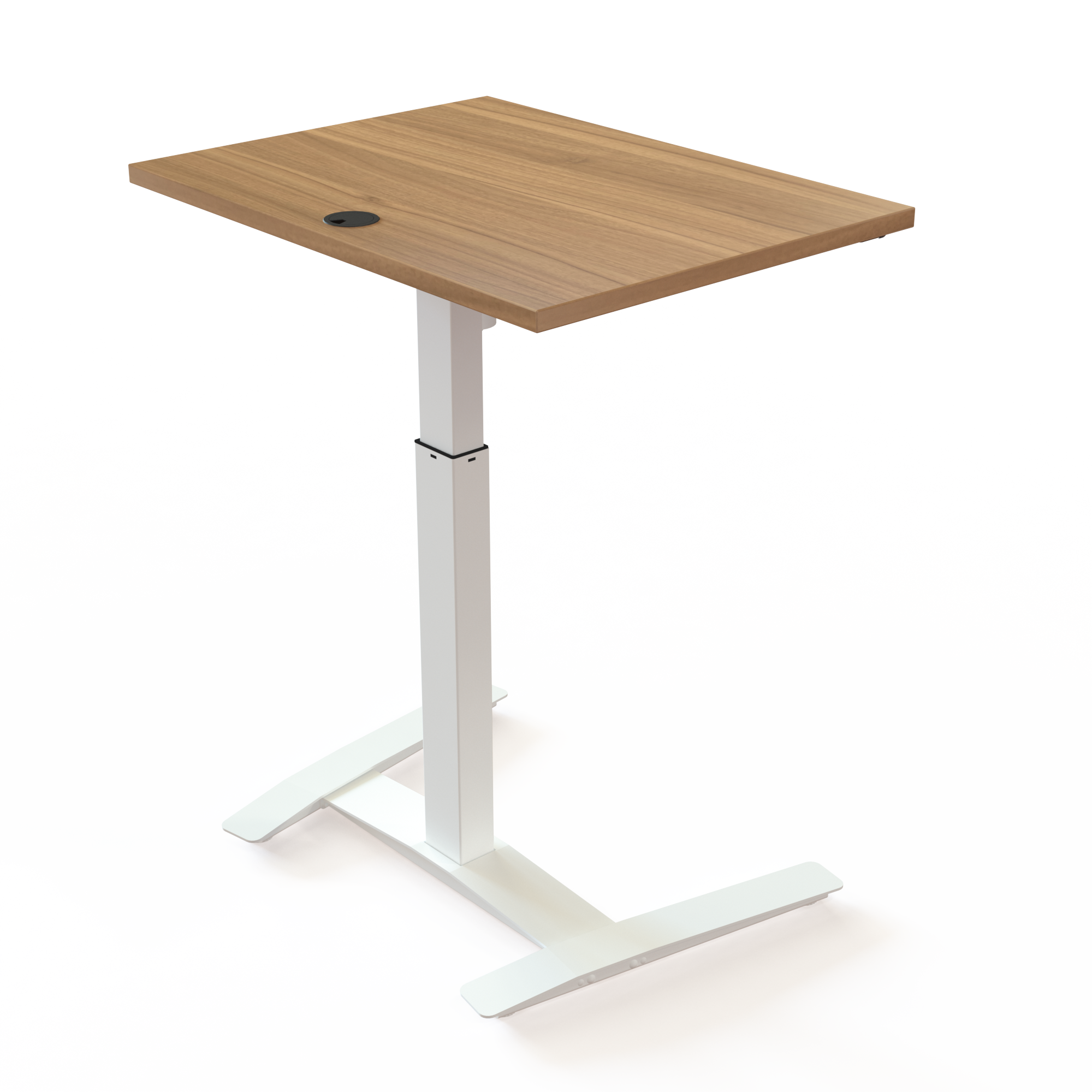Schreibtisch steh/sitz | 80x60 cm | Nussbaum mit weißem Gestell