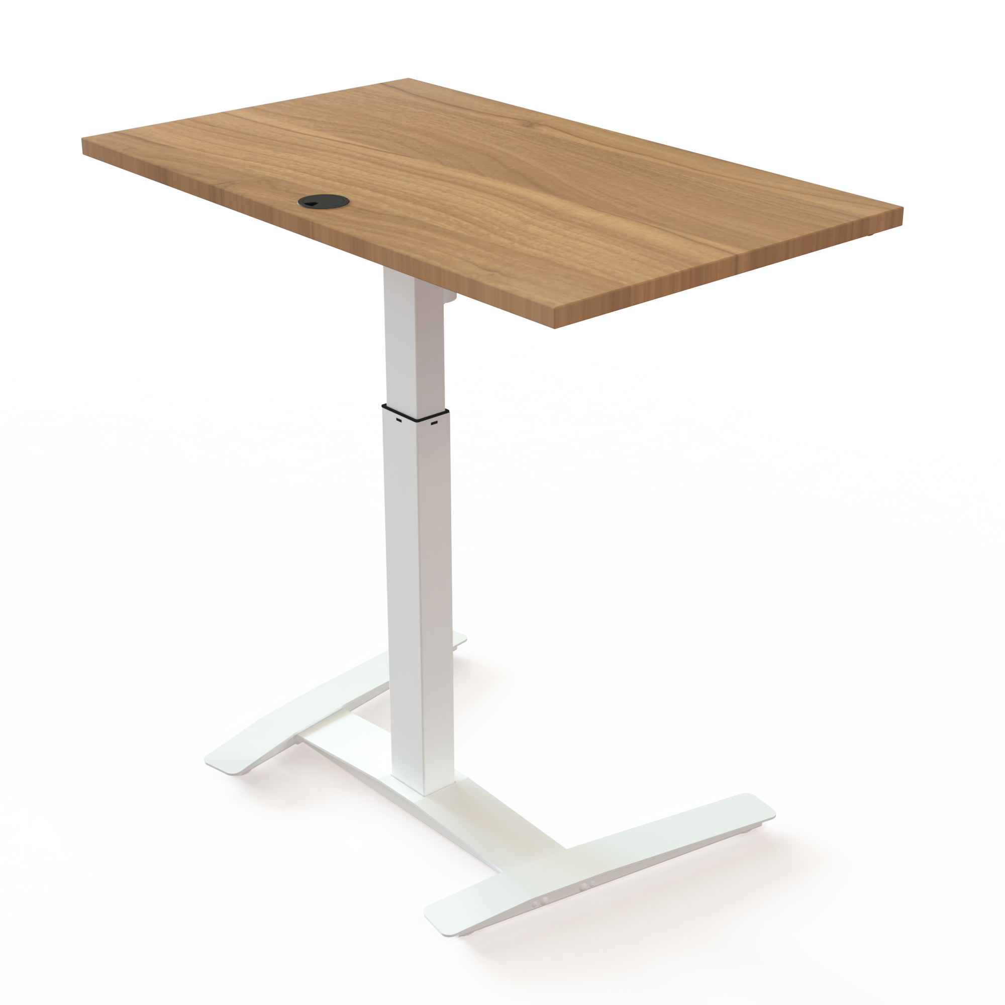 Schreibtisch steh/sitz | 100x60 cm | Nussbaum mit weißem Gestell