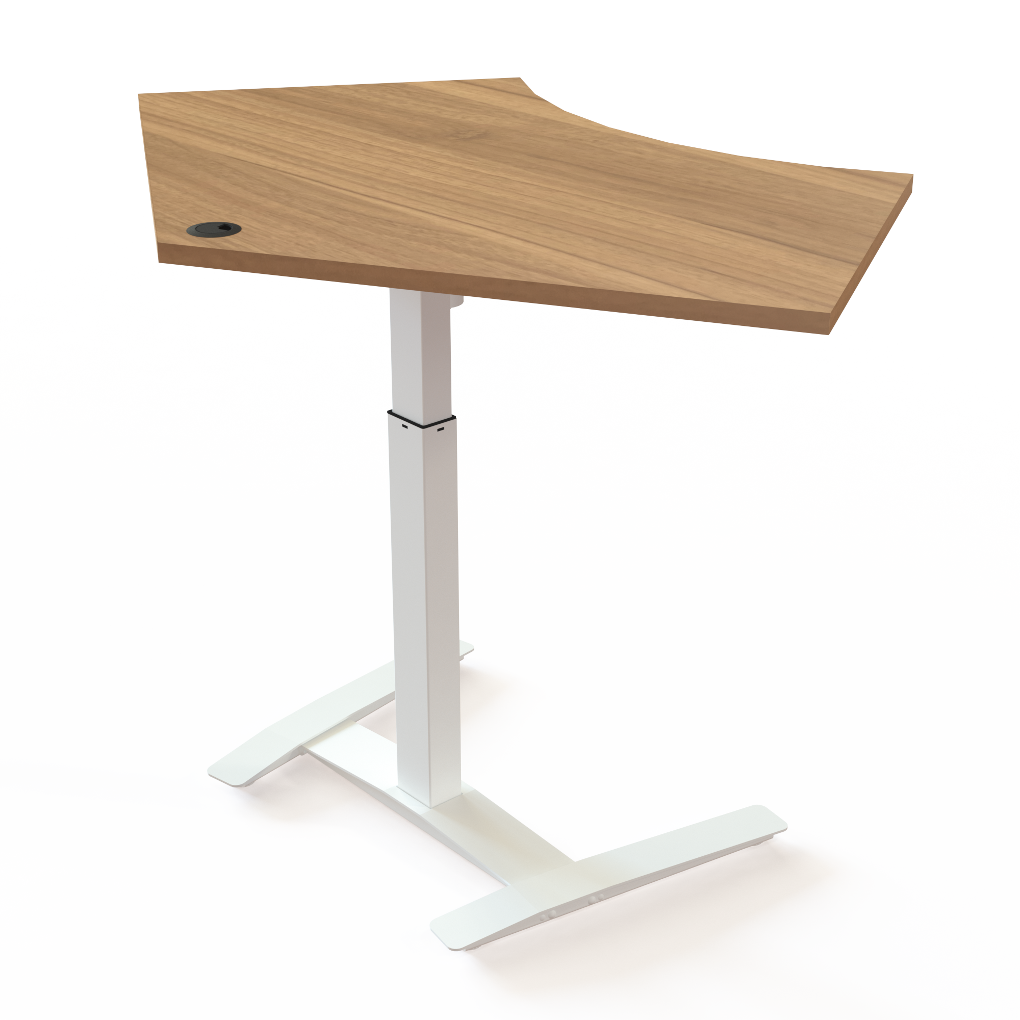 Schreibtisch steh/sitz | 138x92 cm | Nussbaum mit weißem Gestell