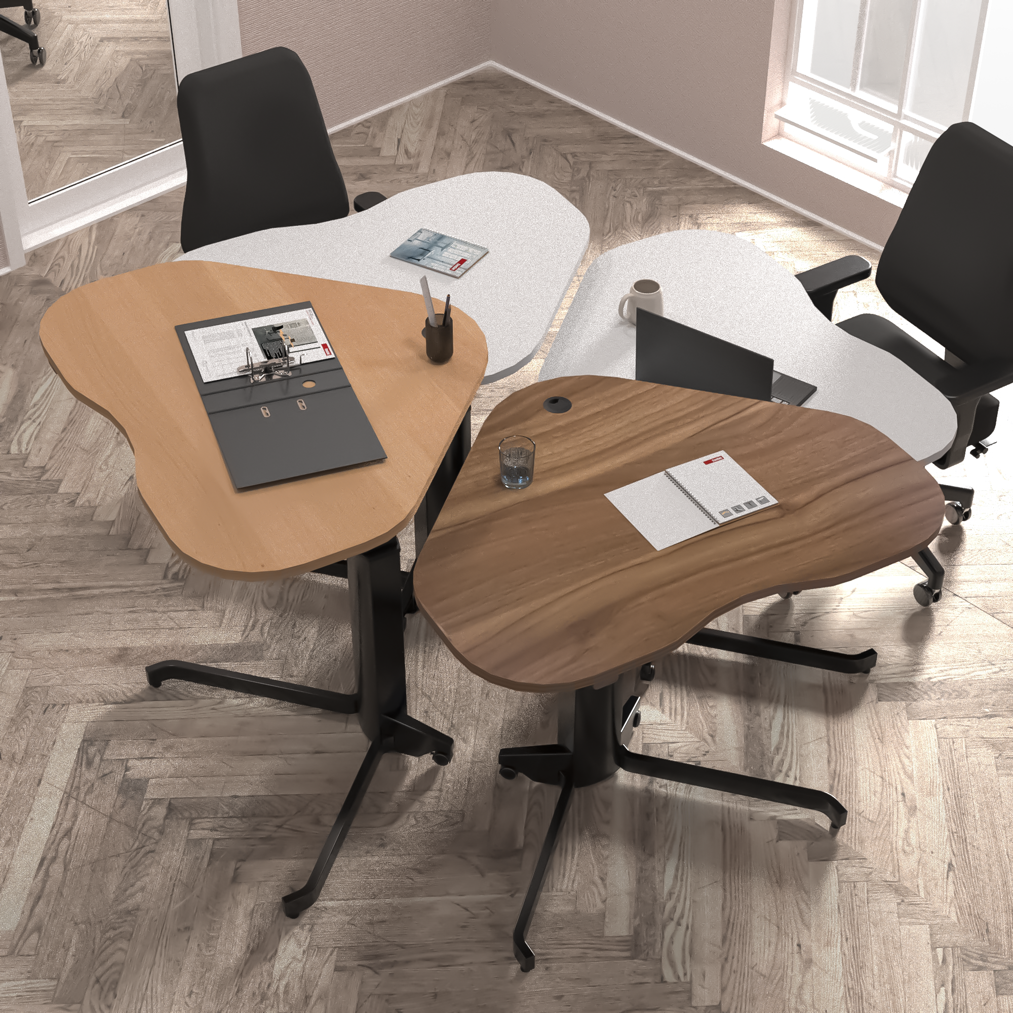 Schreibtisch steh/sitz | 117x90 cm | Weiß mit schwarzem Gestell