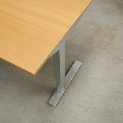 Schreibtisch steh/sitz | 80x60 cm | Buche mit silbernem Gestell
