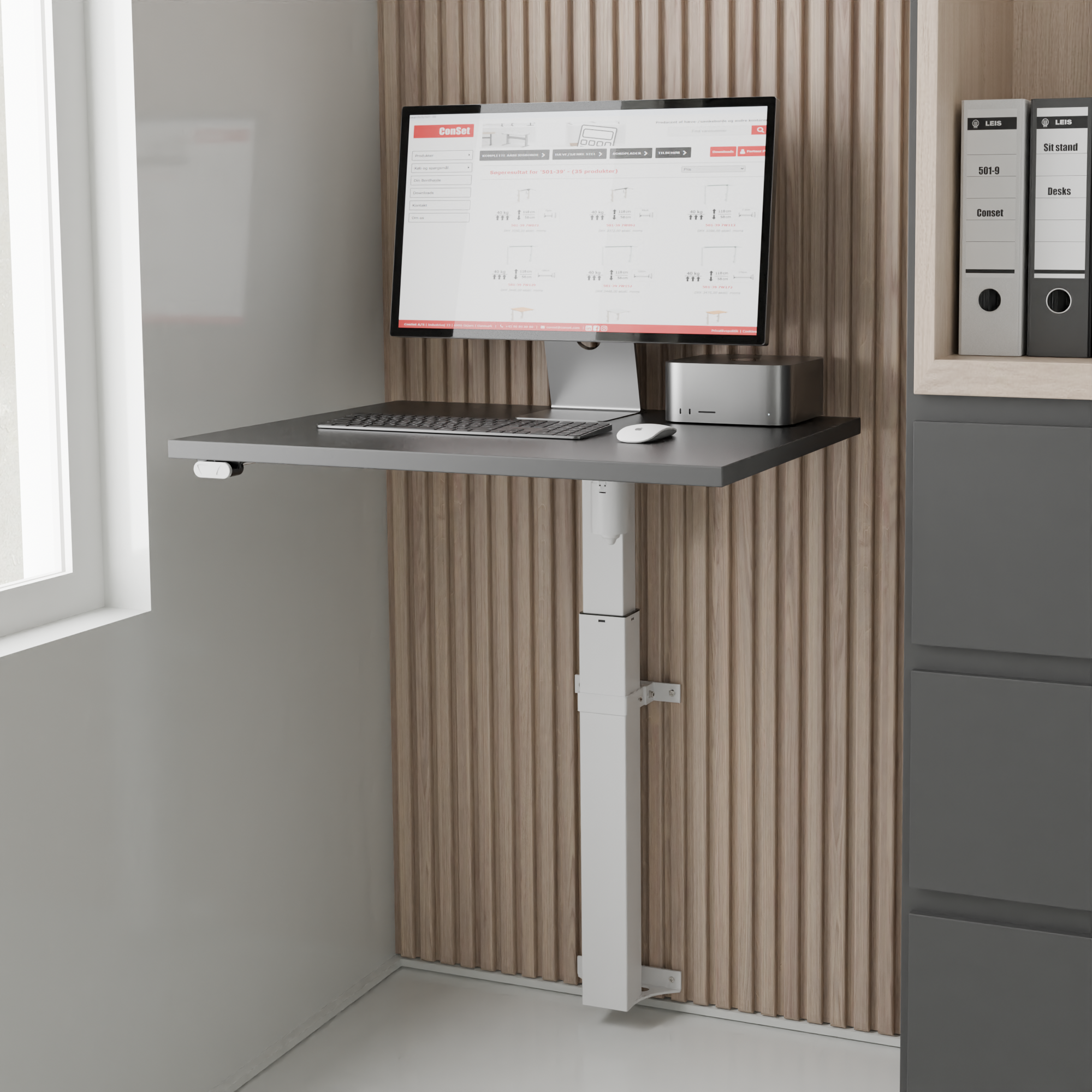 Schreibtisch steh/sitz | 80x60 cm | Schwarz mit weißem Gestell